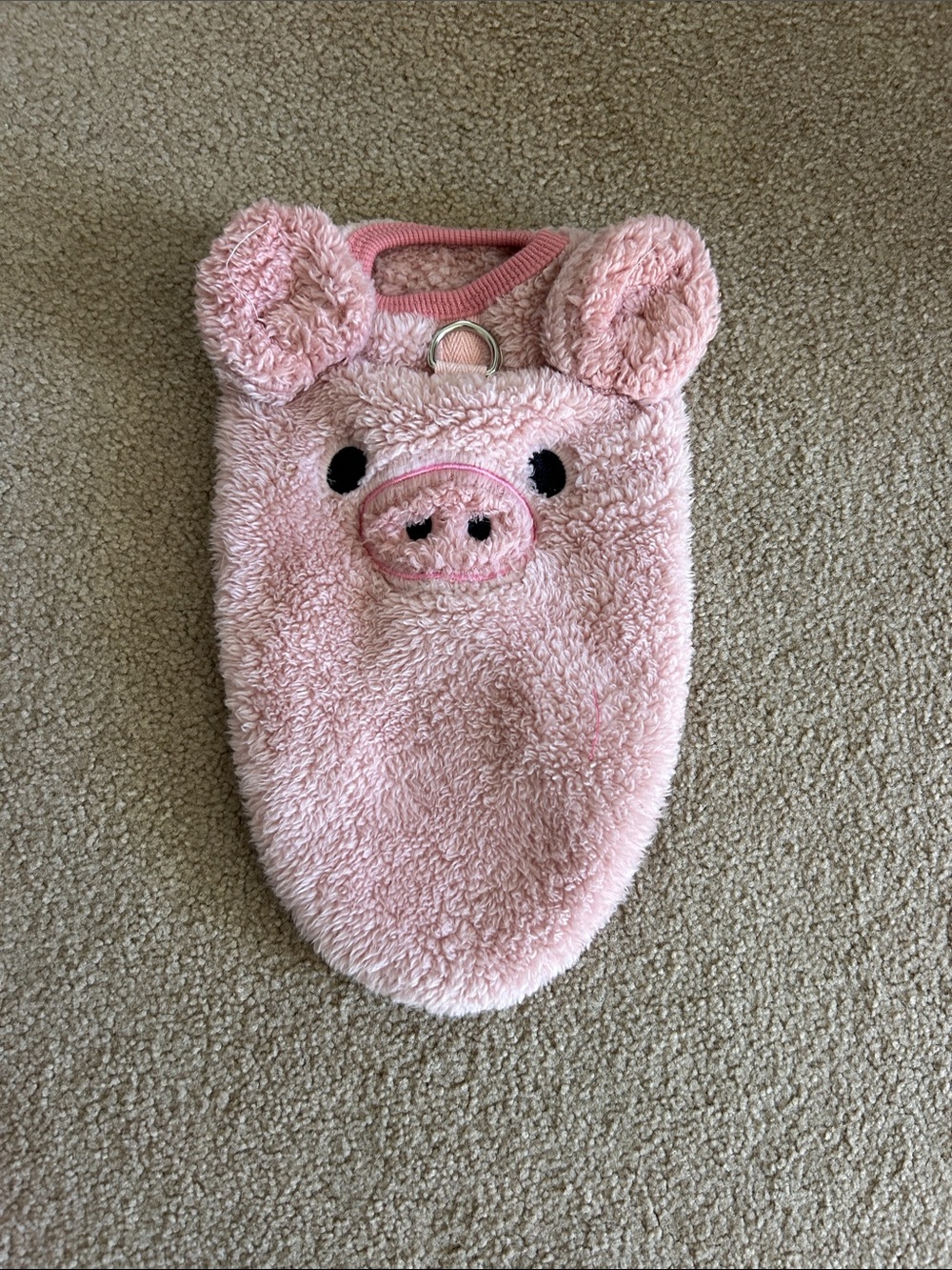 Cozy, pink pig costume shirt with harness hook